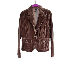 Retro Y2K Suede Jacket Brown L Preppy Grunge Festive Holiday Classic Chic 80s